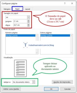 Configuração de página de acordo com a ABNT