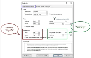 Como configurar os espaçamentos no documento